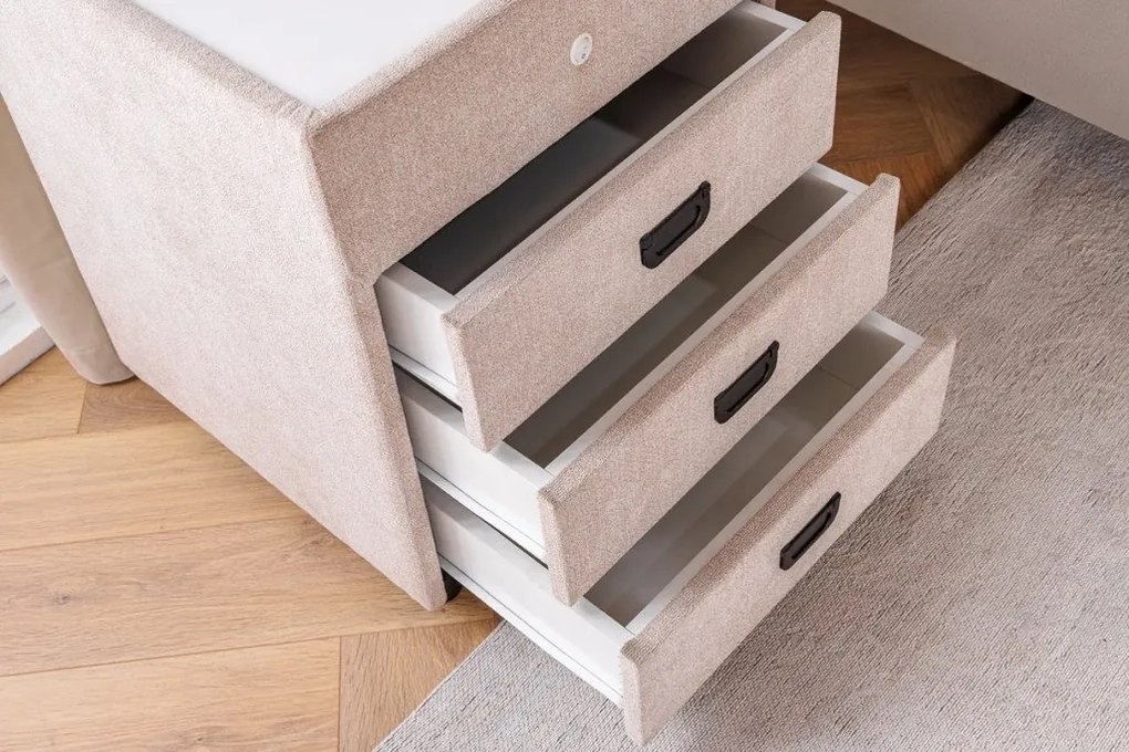 Noptiera cu iluminat LED TOULOUSE 55cm catifea bej