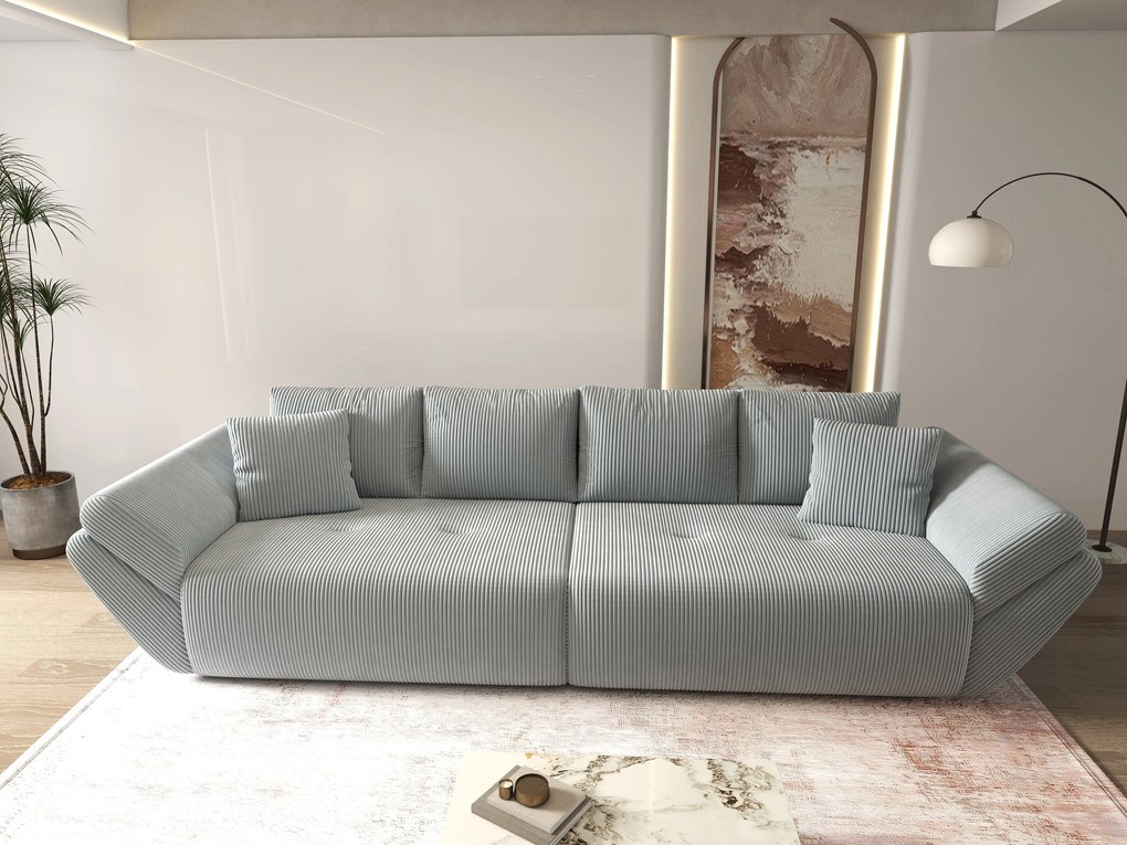 Canapea extensibilă dumonde cu ladă de depozitare si sezut confortabil din spuma high-density, Berlin Zoom Gri 300x100 cm