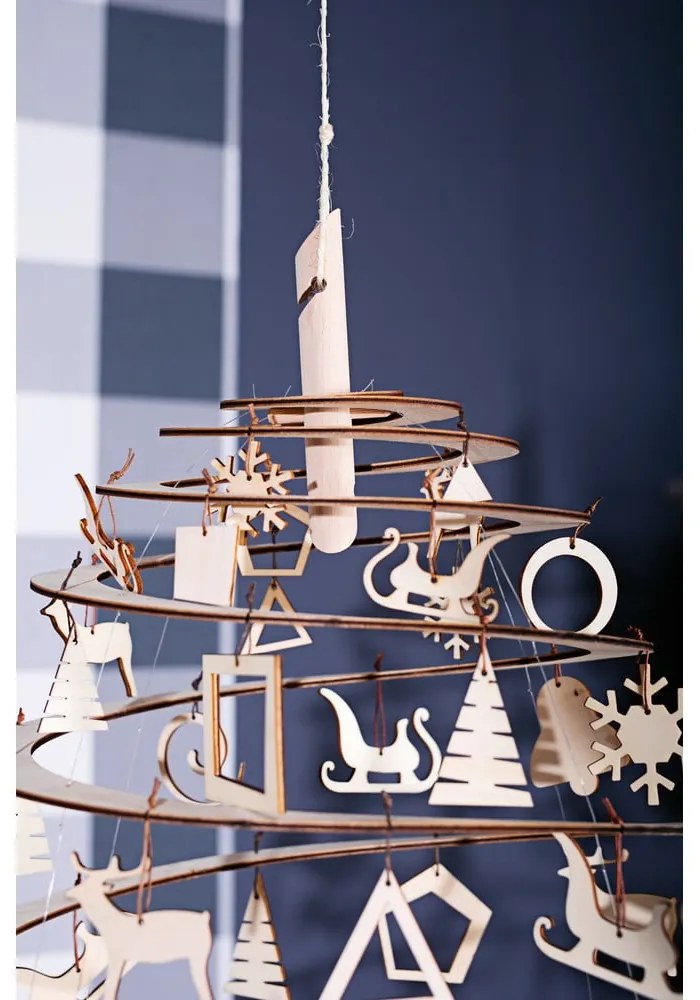 Set 10 decorațiuni de Crăciun din lemn Spira Medium