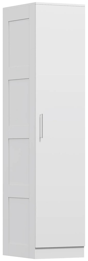 HOMCOM Șifonier Multifuncțional cu Șină pentru Haine, Raft, Ușă cu Închidere Ușoară 40 x 52 x 180 cm Alb | Aosom Romania
