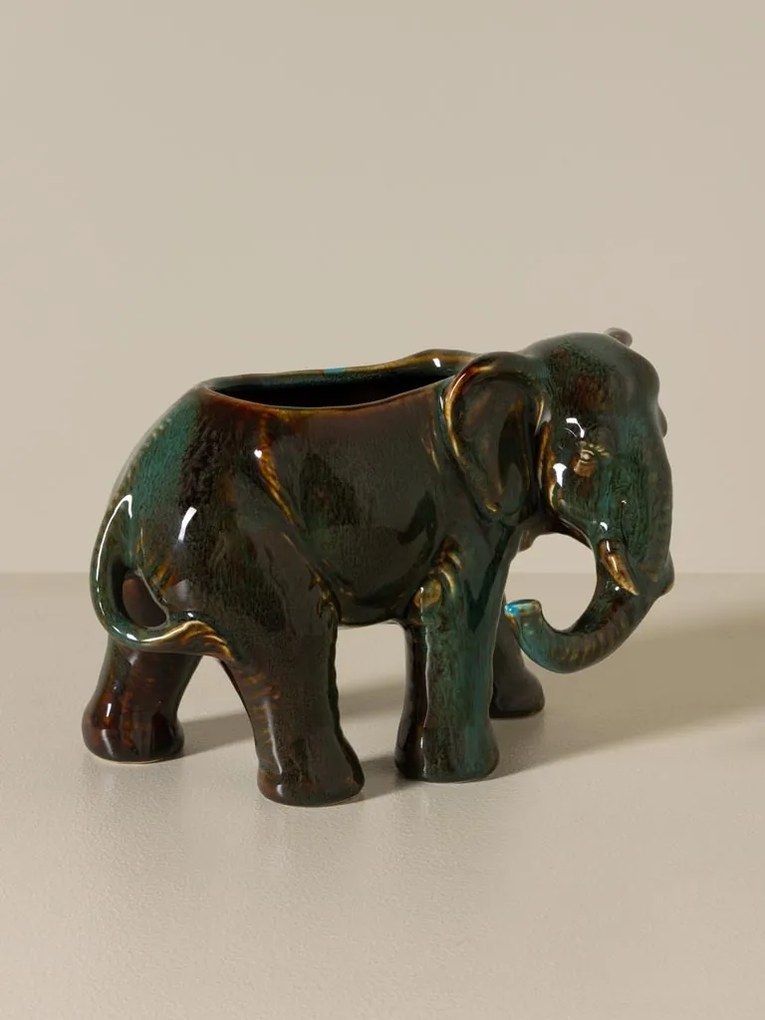 Set 2 elefanți decorativi din ceramică, H16 cm, "Majestic"