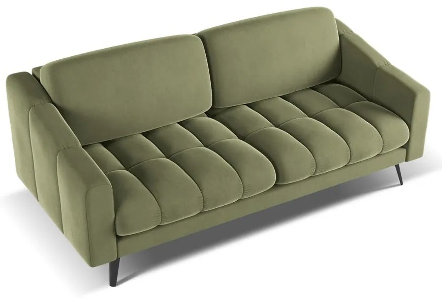 Canapea verde cu tapițerie din catifea 202 cm Nalu – Makamii