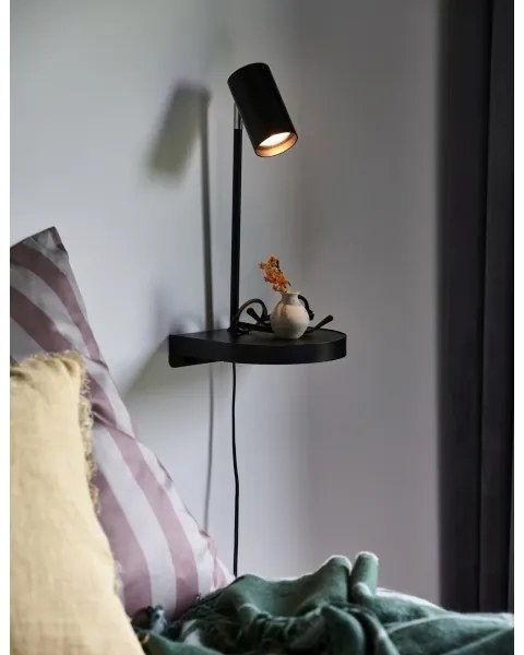Nordlux - Lampă de perete CODY cu poliță, 1xGU10/15W/230V, neagră