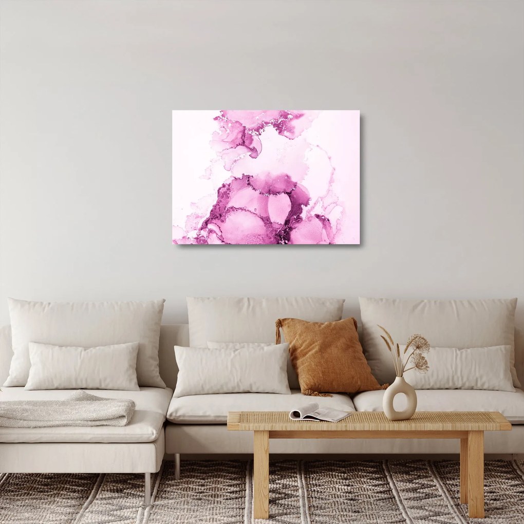 Tablou pe sticlă - Decor roz (70x50 cm)