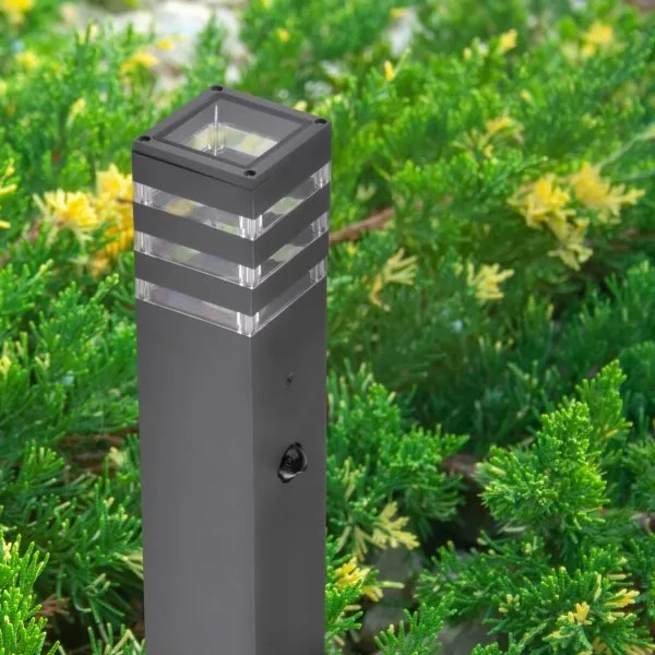 Lampă exterior TEKSAS cu senzor 1xE27/12W/230V IP44, 74 cm, antracit