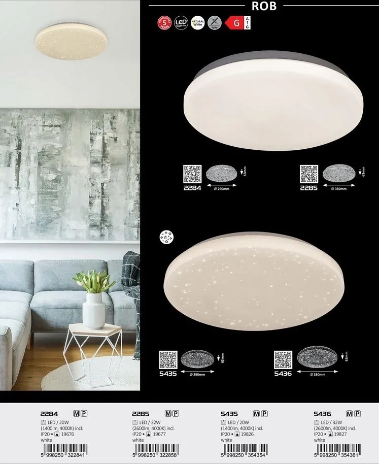 Plafoniera LED design modern ROB alb 38cm