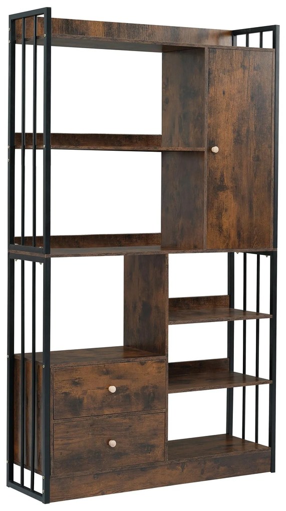 Librărie industrială cu 6 rafturi, Negru+Maro | Aosom Romania