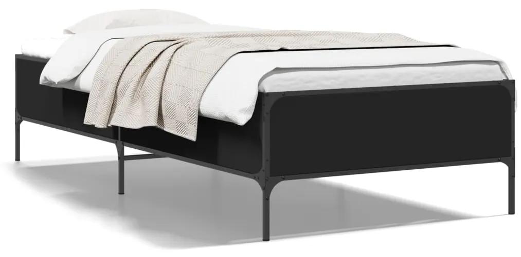 844966 vidaXL Cadru de pat, negru, 90x200 cm, lemn prelucrat și metal