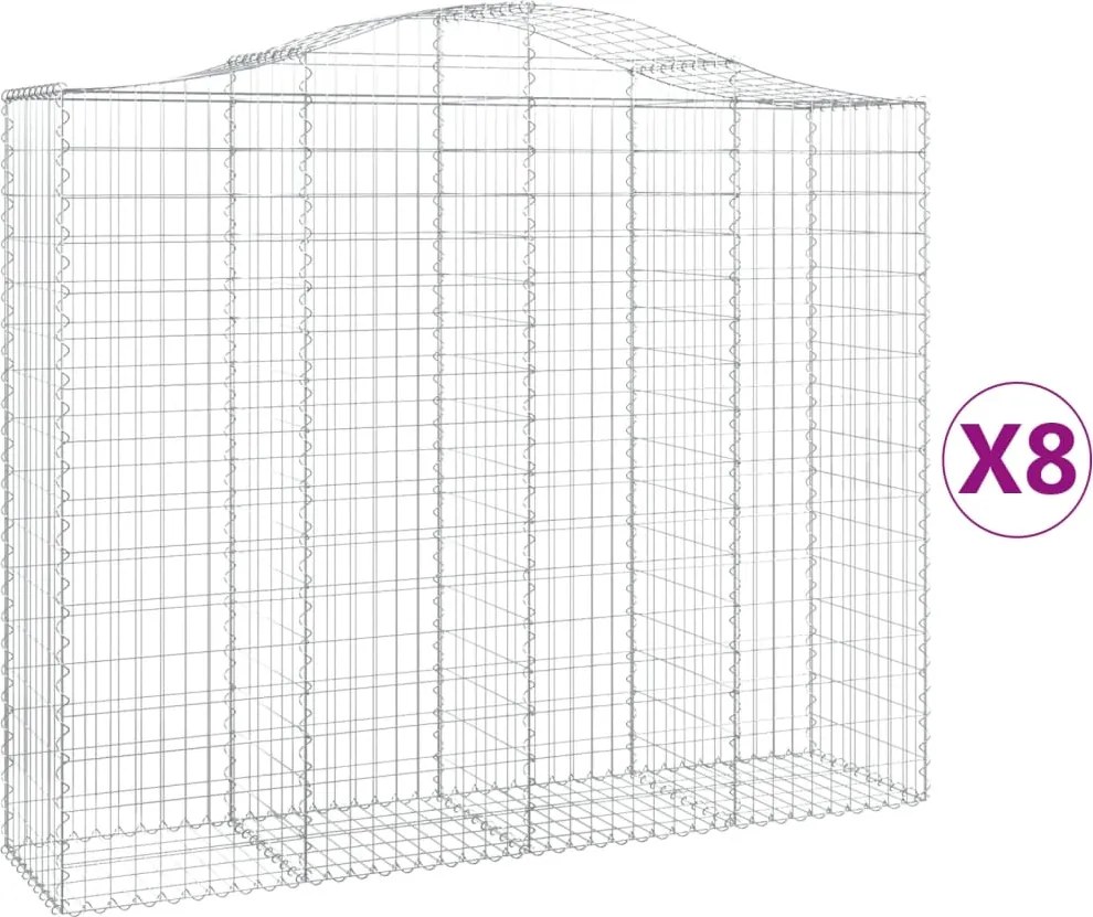 vidaXL Coșuri gabion arcuite 8 buc, 200x50x160/180 cm, fier galvanizat