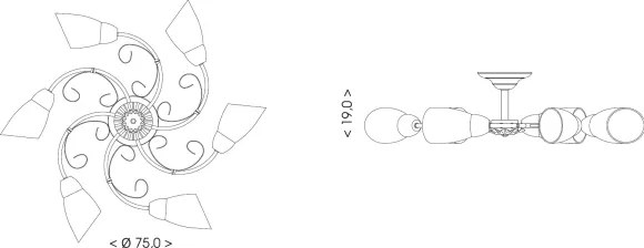 BRILAGI - Lampă de tavan VINE 6xE27/40W/230V Ø 75 cm patină/alamă