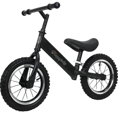 Bicicleta fara pedale, 12", Antrenament echilbru, 2 - 5 ani, Negru, Roti cauciuc
