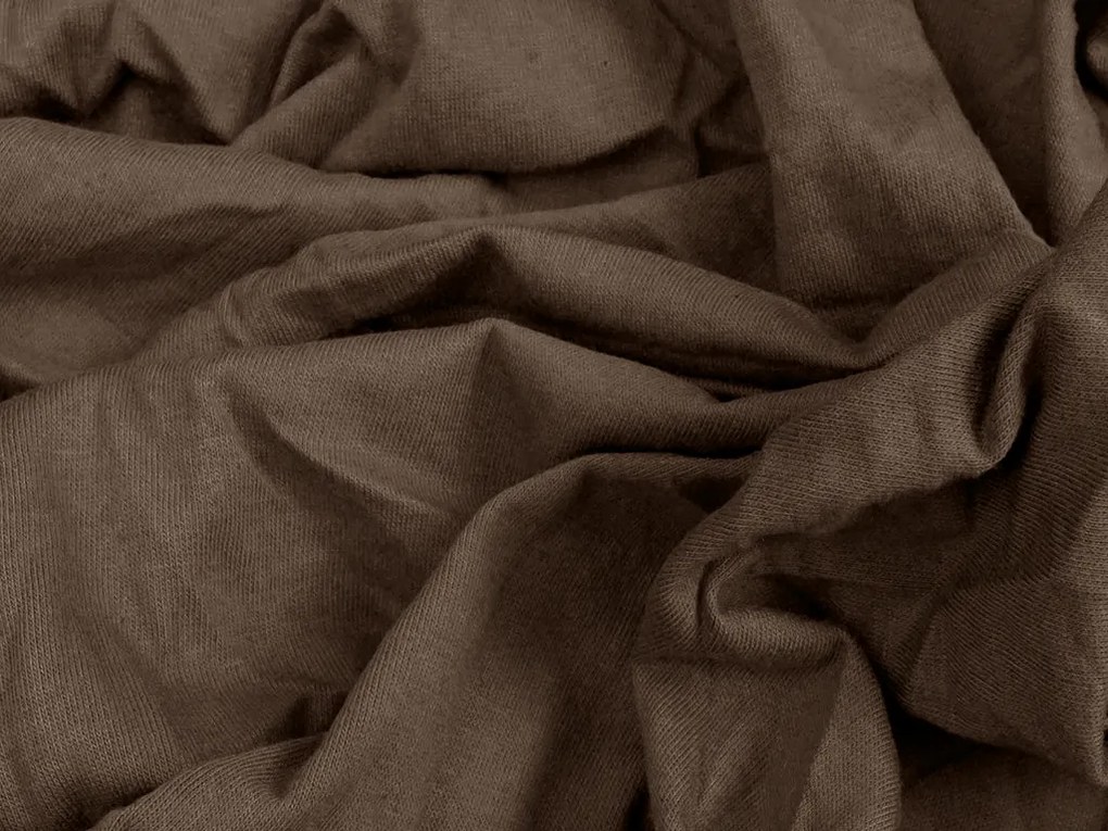 Cearsaf jersey cu lycra maro inchis 90 x 200 cm