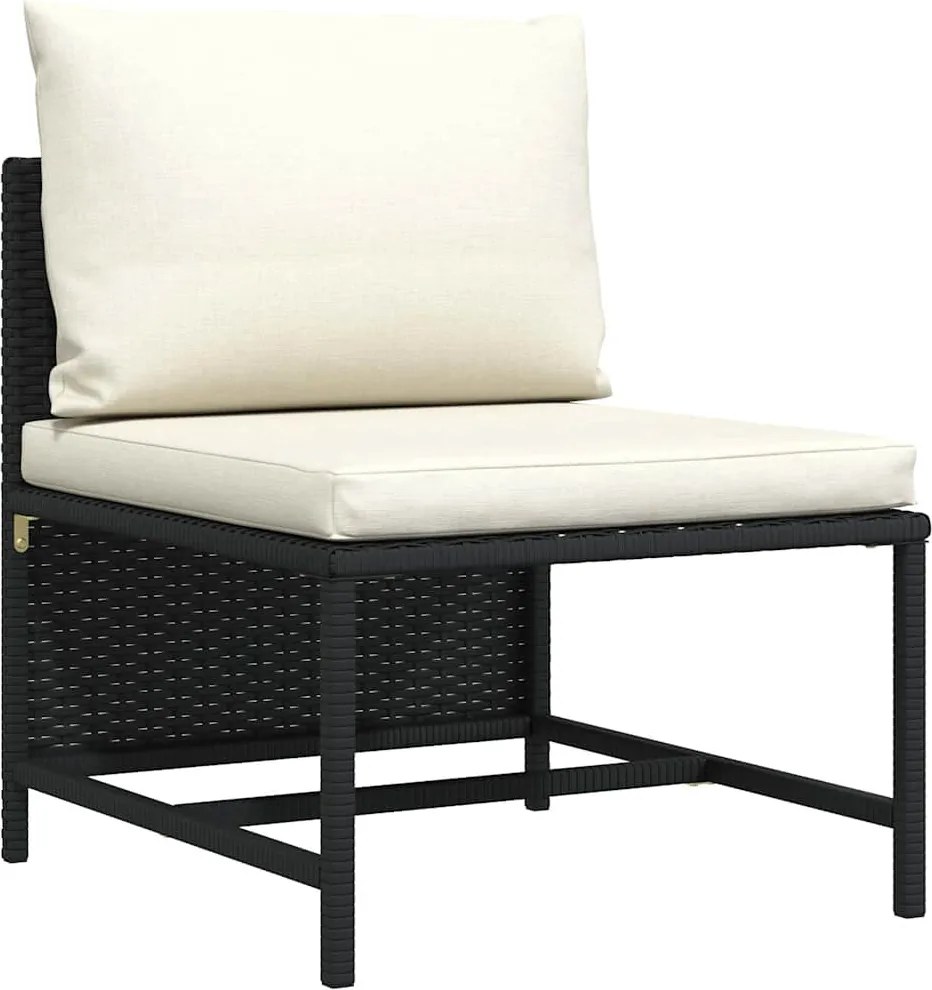 vidaXL Canapea modulară de mijloc cu pernă, negru, poliratan