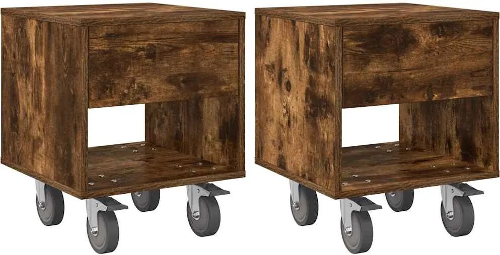 vidaXL Noptieră 2 pcs Stejar fumuriu 40,5 x 40 x 48 cm Lemn compozit