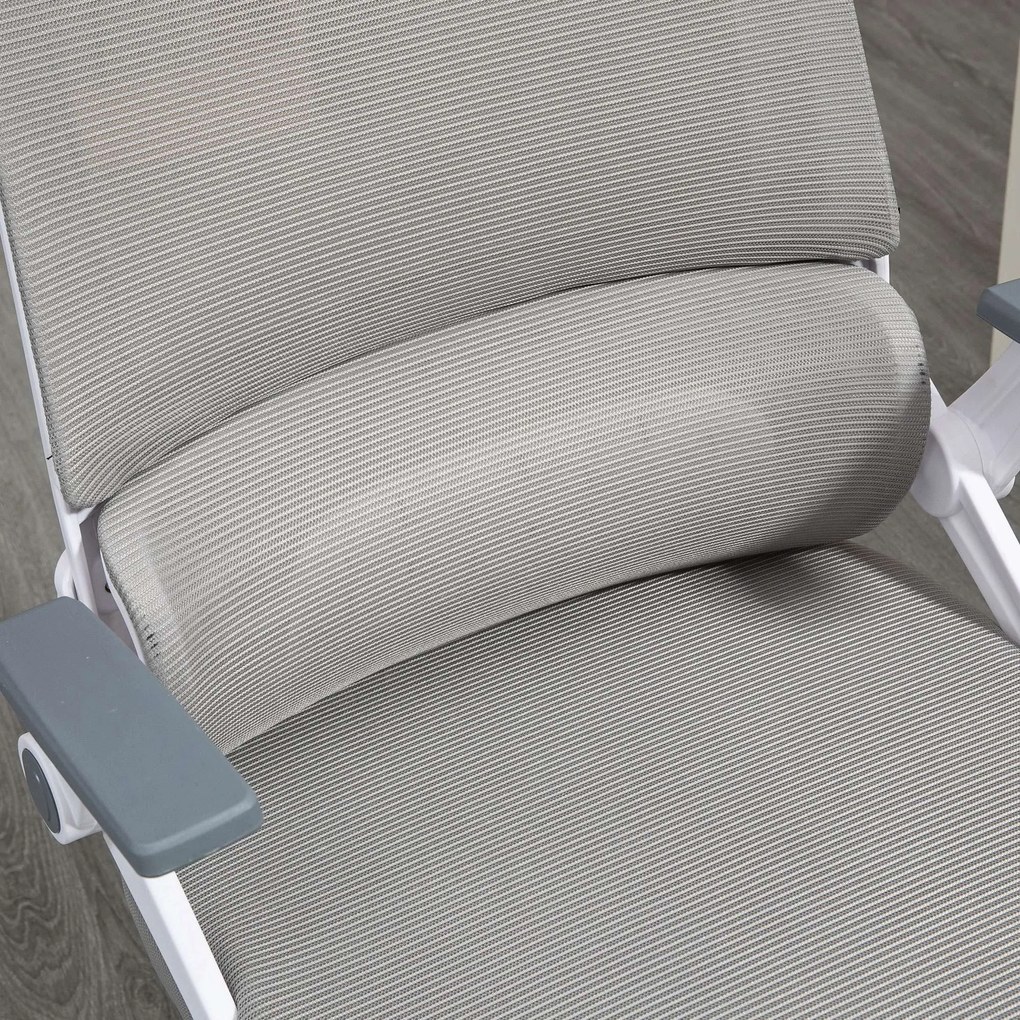 Vinsetto Scaun de birou reglabil material plasa din poliester spatar ergonomic inclinabil pivotant Gri | Aosom Romania