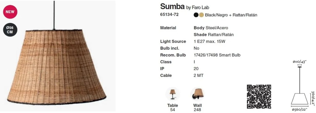 Lustra / Pendul suspendat design natural din ratan SUMBA 56cm