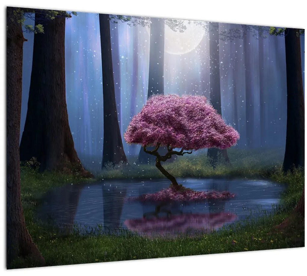 Tablou pe sticlă - Noapte magică (70x50 cm)