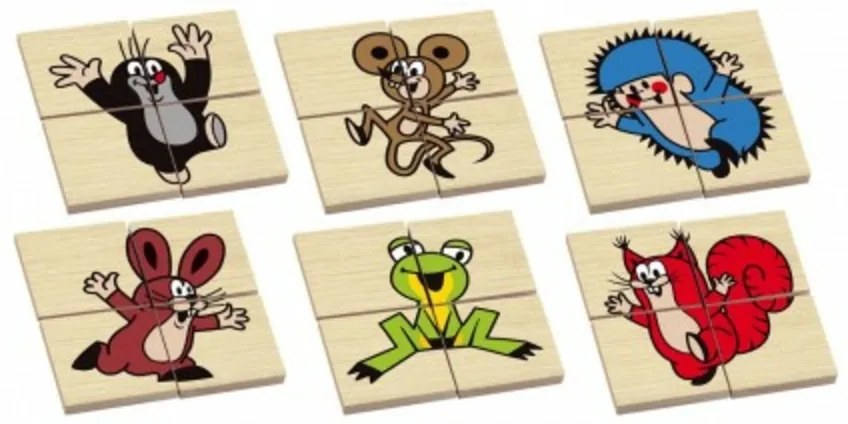 Puzzle Jigsaw Cârtiță bilateral lemn și folie 17x12,5x1,5cm