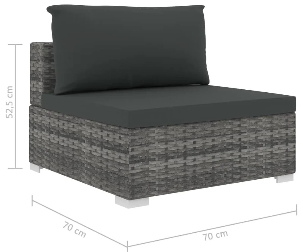 Set mobilier de gradina cu perne, 10 piese, gri, poliratan Gri, 10