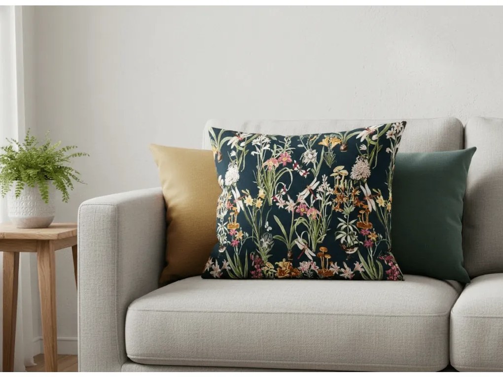 Husa decorativa pentru perna MYSTIC GARDEN 50x70 cm, verde inchis