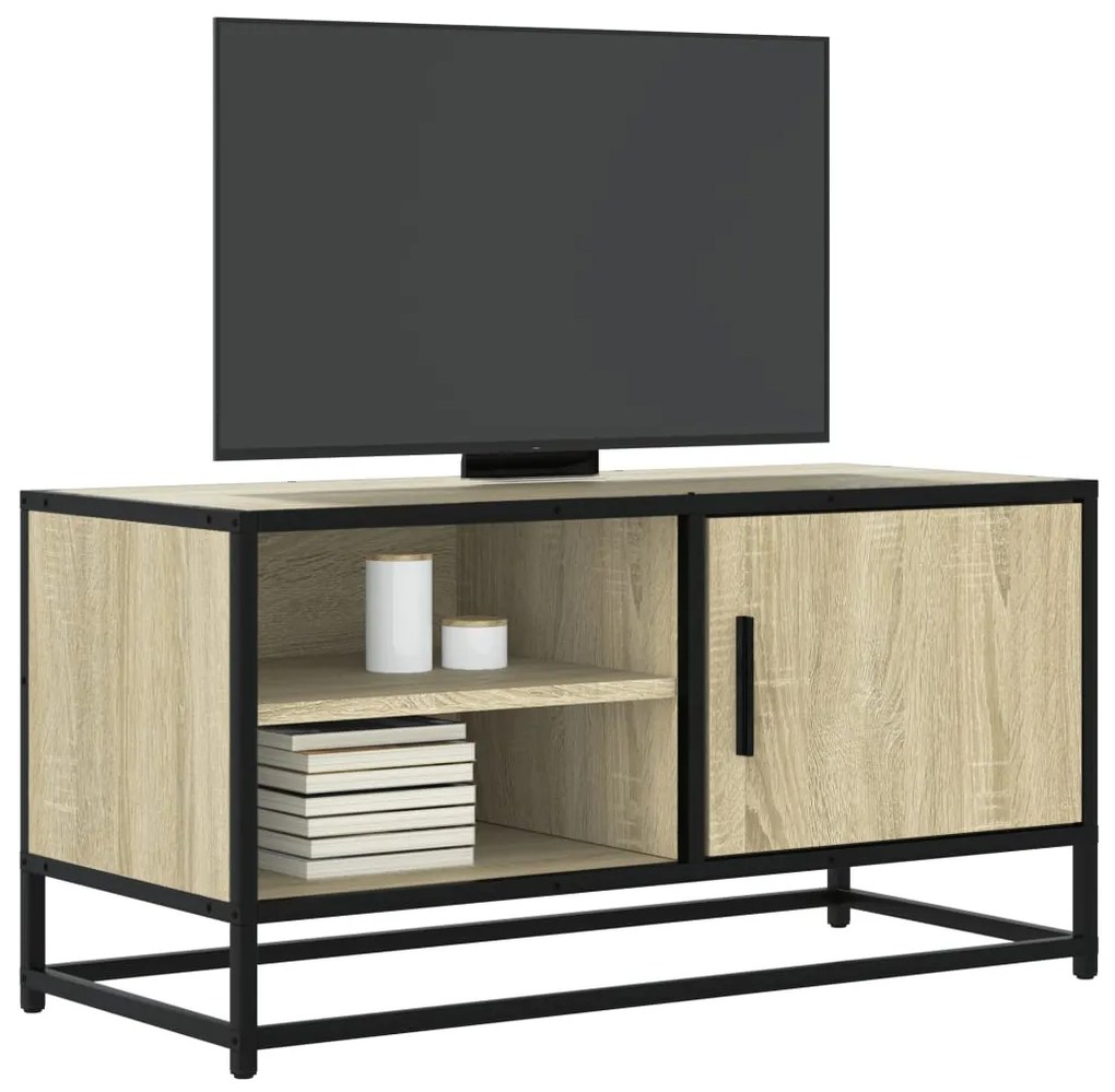vidaXL Dulap TV, stejar sonoma, 80x34,5x40 cm, lemn prelucrat și metal