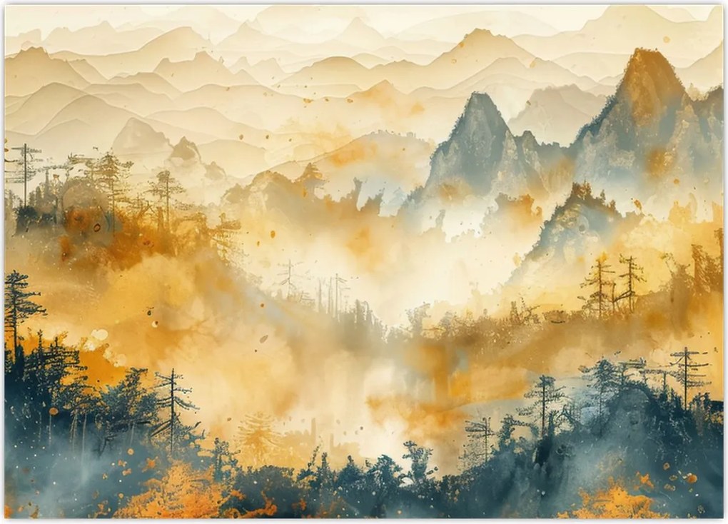 Tablou - Munți, acuarelă (70x50 cm)