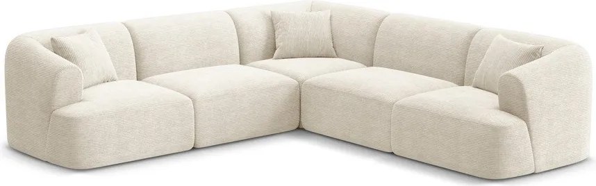 Colțar bej cu tapițerie din catifea reiată Campi – Cosmopolitan Design