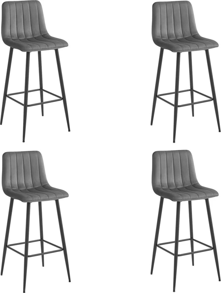 Scaun de bar POZZA VELVET cu picioare negre, gri inchis
