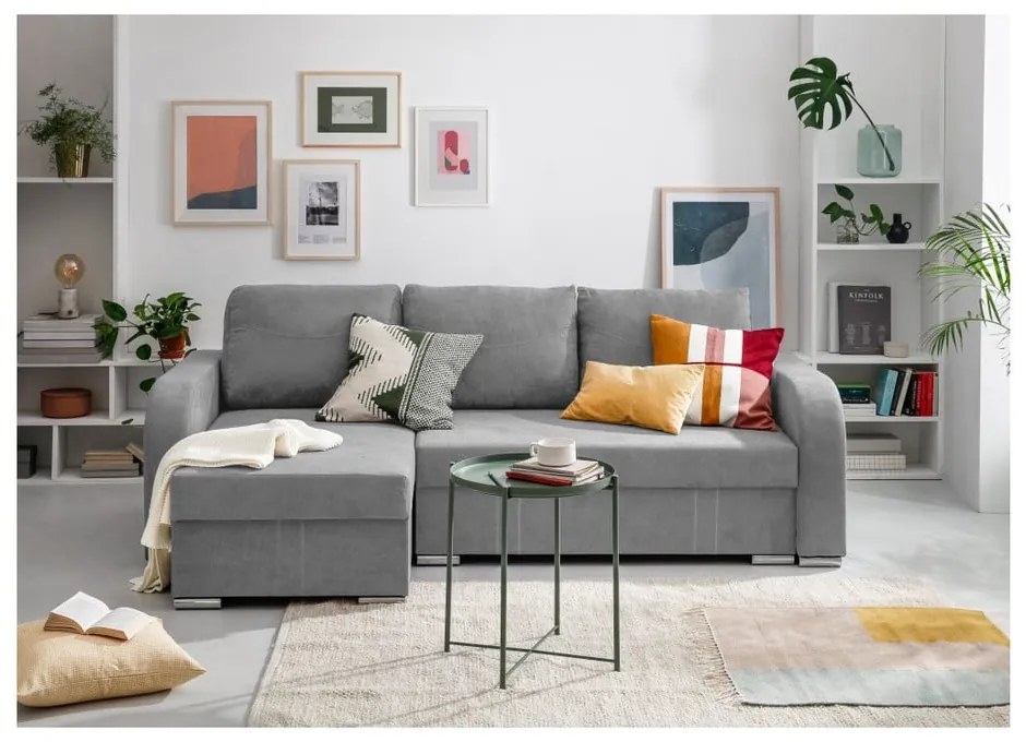 Colțar extensibil variabil cu spațiu pentru depozitare Melart Louise, gri deschis