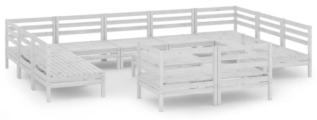 3083490 vidaXL Set mobilier de grădină, 12 piese, alb, lemn masiv de pin