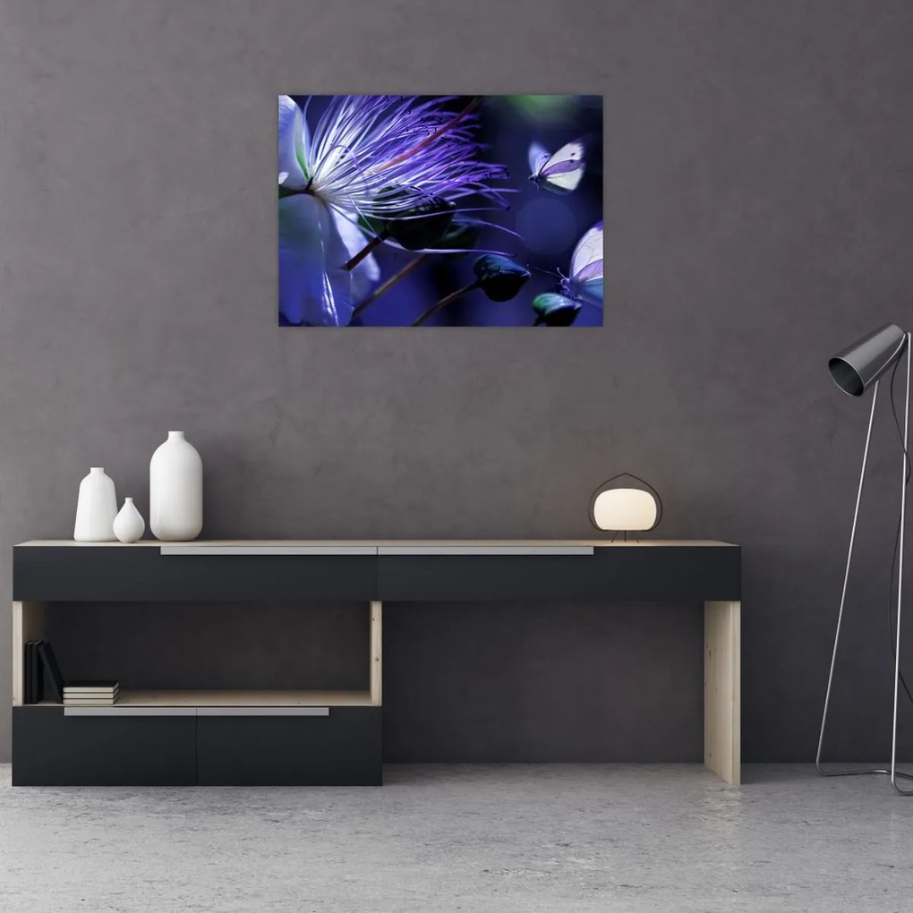 Tablou pe sticlă - Floare tropicală (70x50 cm)