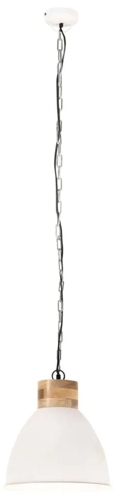 Lampa suspendata industriala, alb, 46 cm, lemn masivfier, E27 1, Alb, 46 cm, Alb