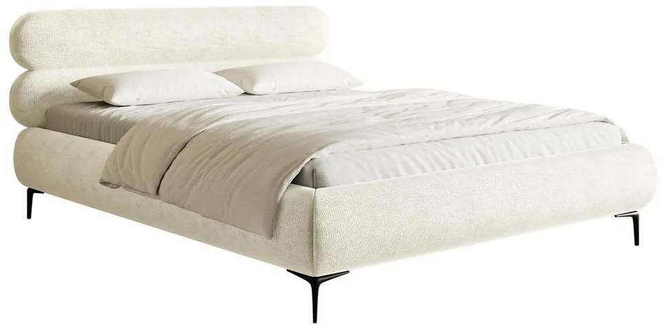 Pat matrimonial 140 cm Rirri 140 (cu somieră) (cu sp. depozitare) (crem + negru). 1099861