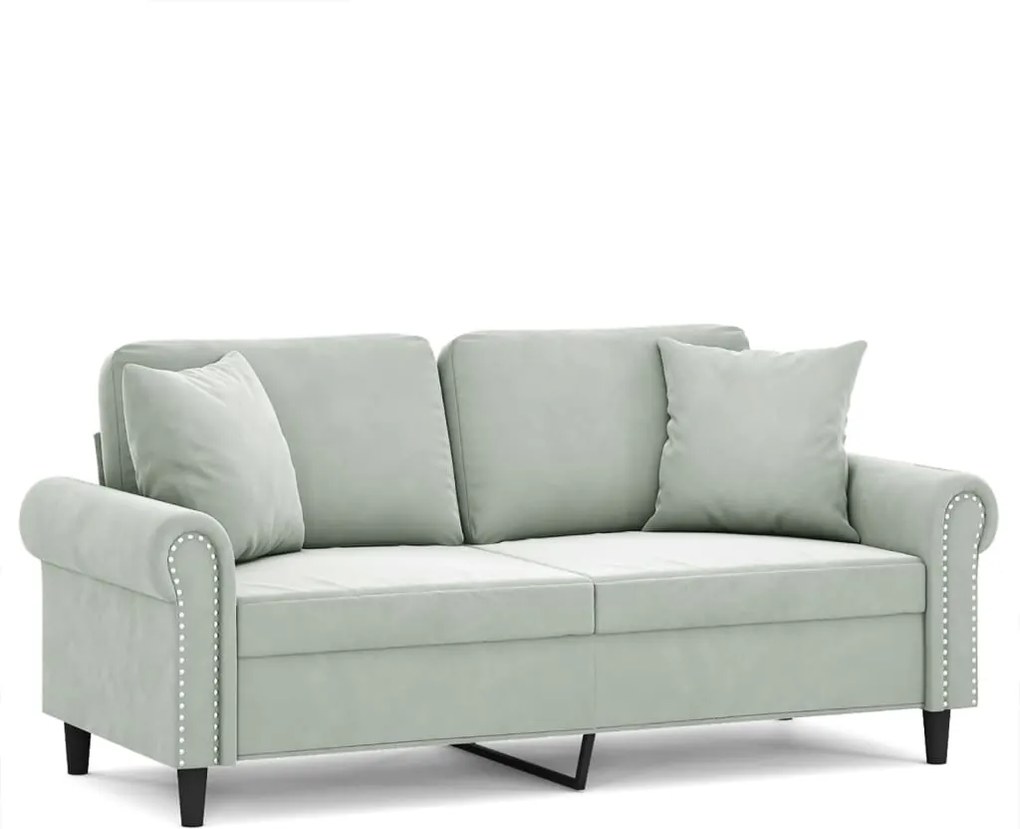 vidaXL Canapea cu 2 locuri cu pernuțe, gri deschis, 140 cm, catifea