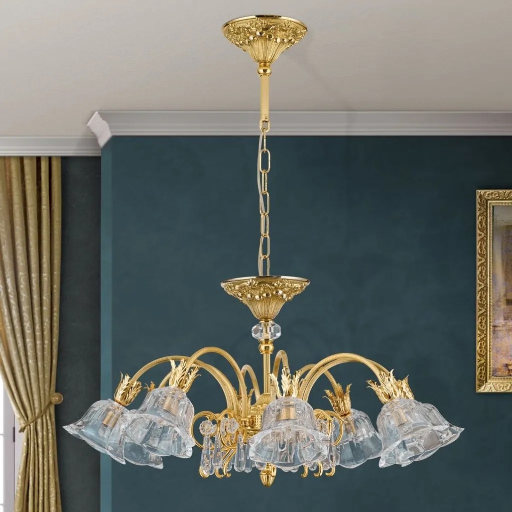 Candelabru cristal design lux LA BOHEME D-72cm 8L gold plated