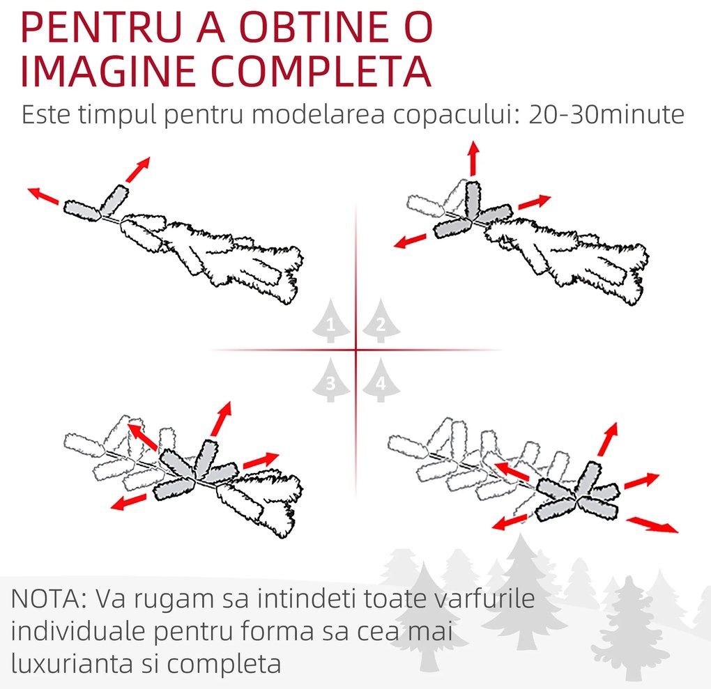 Pom de Craciun Artificial Inalt de 6 ft Tip Creion cu 618 Ramuri Scufundate In Zapada, Deschidere Automata, Baza de Otel, Verde HOMCOM | Aosom Romania