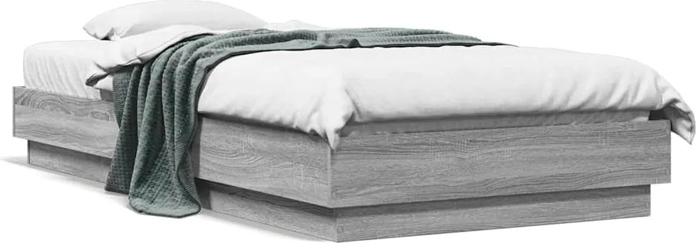 vidaXL Cadru de pat, gri sonoma, 90x190 cm, lemn prelucrat