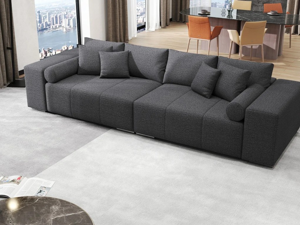 Canapea extensibilă dumonde cu ladă de depozitare si sezut confortabil din spuma high-density, Marbela Enjoy Grafit XXL 295x100 cm