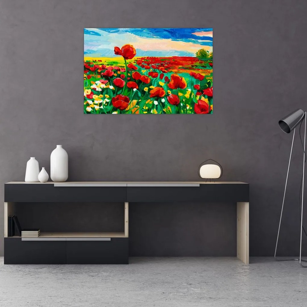 Tablou - Câmp cu maci (90x60 cm)