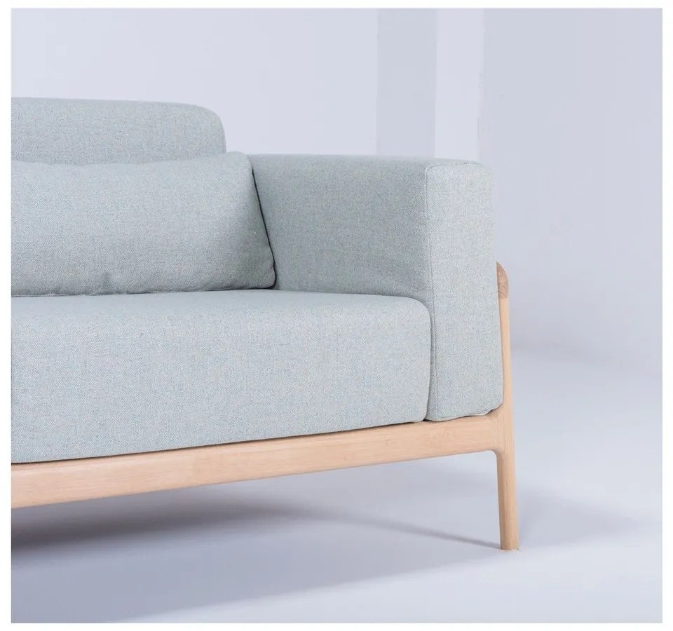 Canapea cu structură din lemn de stejar Gazzda Fawn, 180 cm, albastru - gri