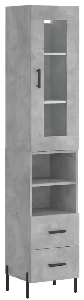 3199309 vidaXL Dulap înalt, gri beton, 34,5x34x180 cm, lemn prelucrat