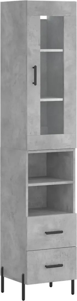 vidaXL Dulap înalt, gri beton, 34,5x34x180 cm, lemn prelucrat