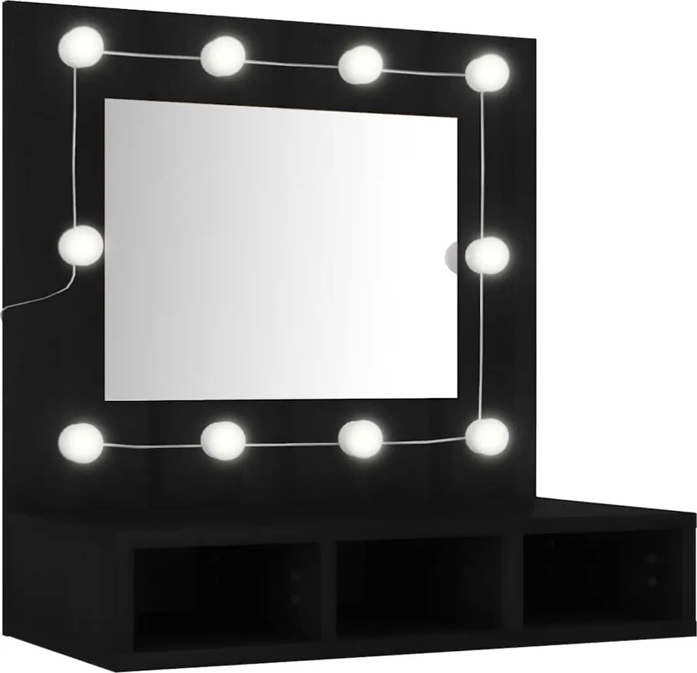 vidaXL Dulap cu oglindă și LED, negru, 60x31,5x62 cm