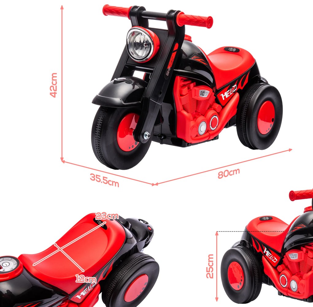 AIYAPLAY Moto portdră pentru copii moto draisienne cu muzică și bule, roti late pentru copii de 2-5 ani 80 x 35,5 x 42 cm negru | Aosom Romania