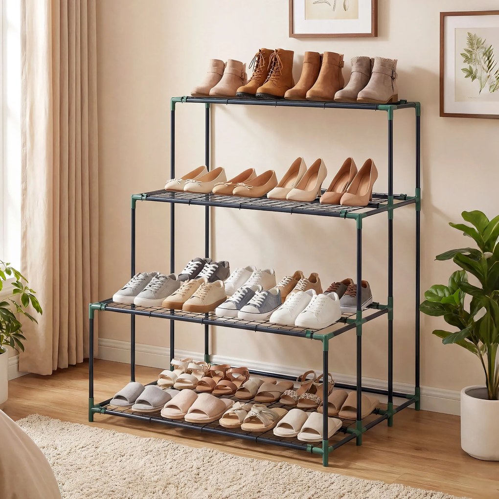 Outsunny Suport de plante cu 4 niveluri, înălțime 110 cm, suport de flori cu 24 de clipsuri, raft pentru plante din oțel Verde închis | Aosom Romania