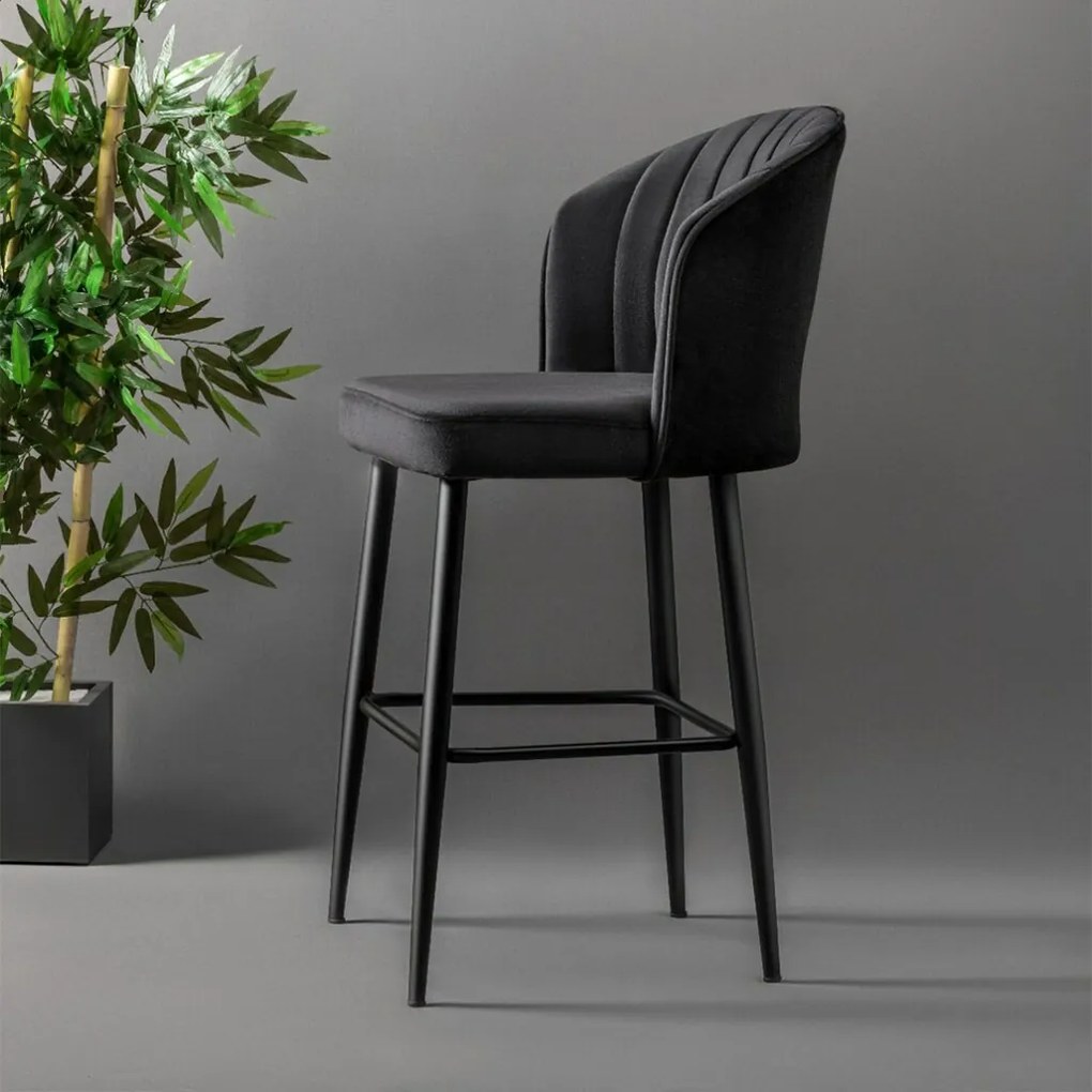 Set de scaune de bar Rubi Black and Black, 2 buc., 2 buc.