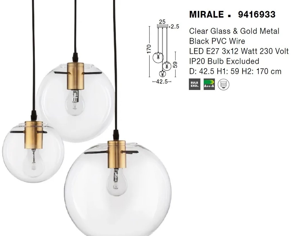 Lustra cu 3 pendule design modern MIRALE