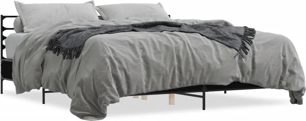 vidaXL Cadru de pat negru 180x200 cm din lemn prelucrat și metal