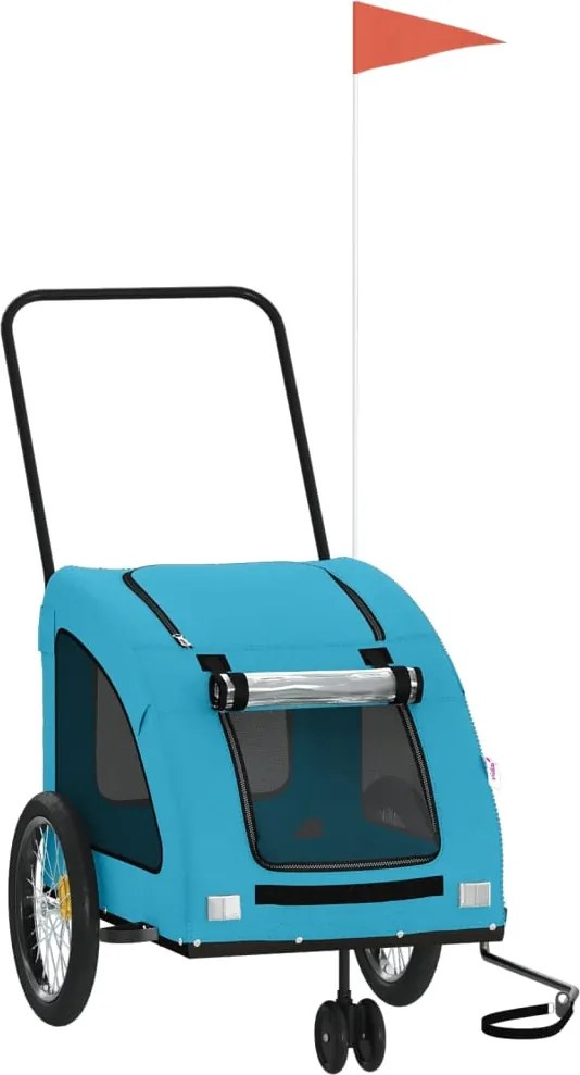 vidaXL Remorcă de bicicletă animale companie, albastru, oxford/fier