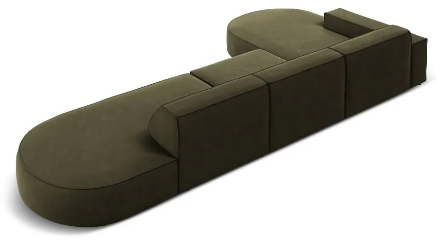 Colțar verde cu tapițerie din catifea (cu șezlong pe partea stângă ) Jodie - Micadoni Home